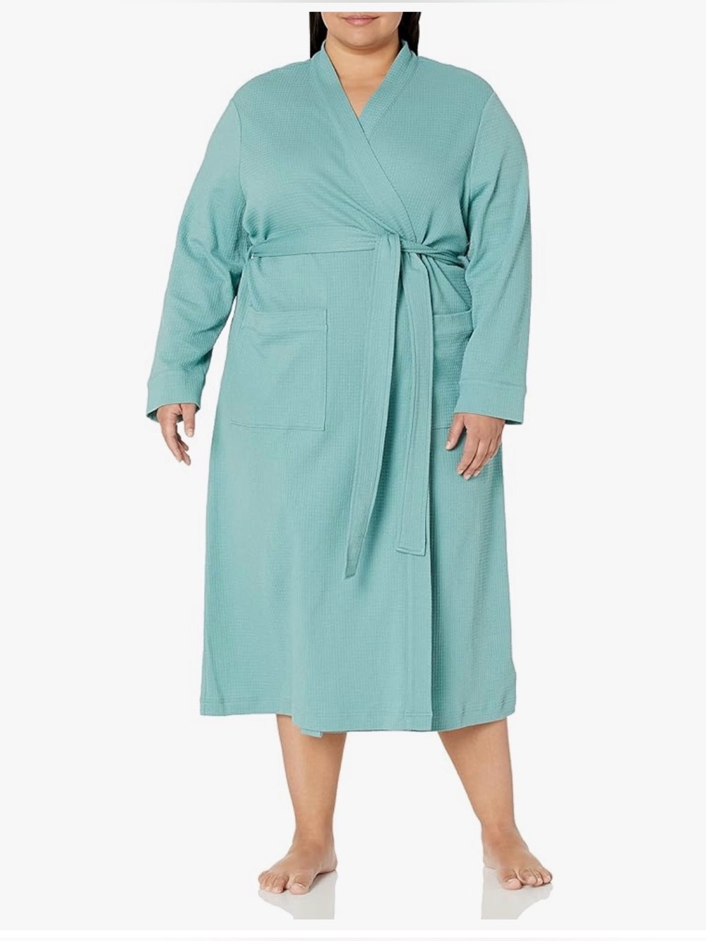 NWT Amazon Essentials Women’s full length waffle bathrobe 4X - aqua - teal color